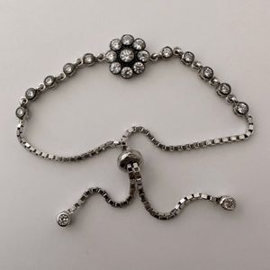 925 silver slider bracelet clear cubic zirconia cz stones tennis bolo lock